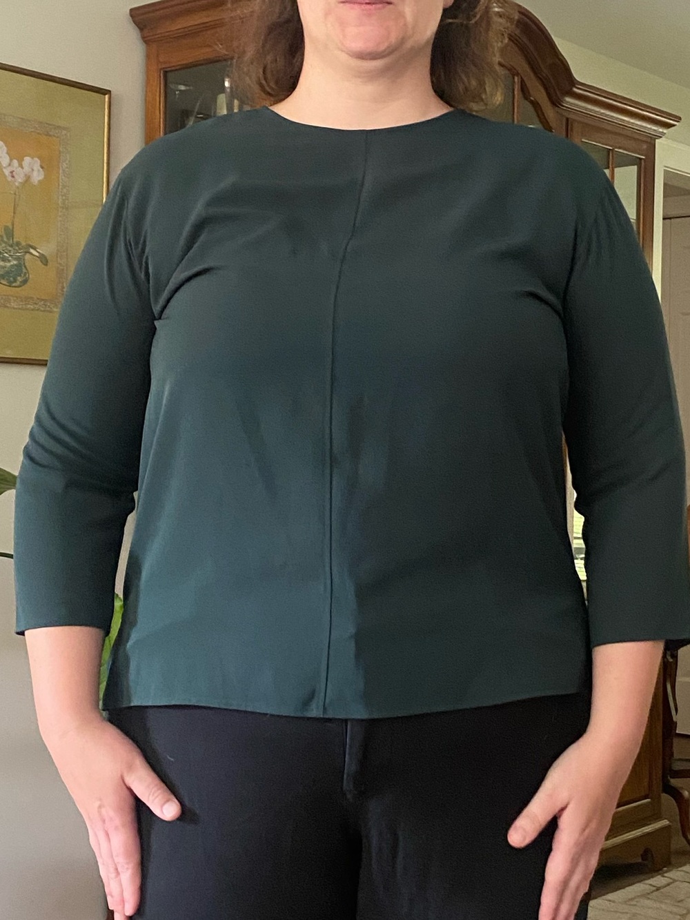 Uniqlo Forest Green 3/4 Sleeve Top